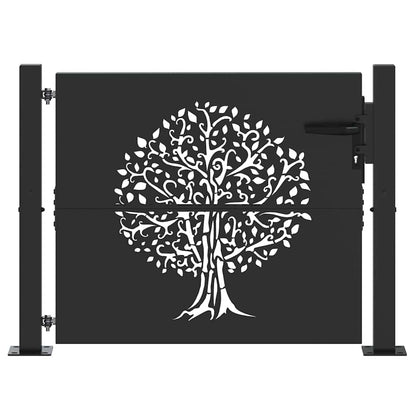 Garden Gate with Lock Black 105 x 100 cm Powder-coated steel