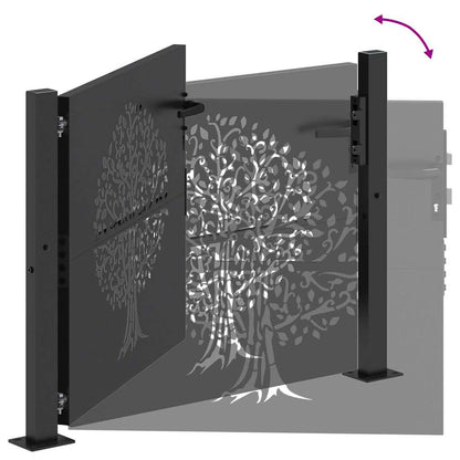 Garden Gate with Lock Black 105 x 100 cm Powder-coated steel