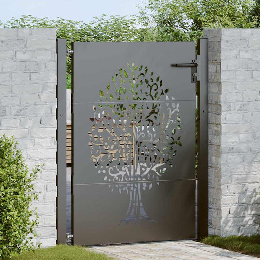 Garden Gate with Lock Black 105 x 125 cm Powder-coated steel