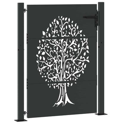 Garden Gate with Lock Black 105 x 125 cm Powder-coated steel