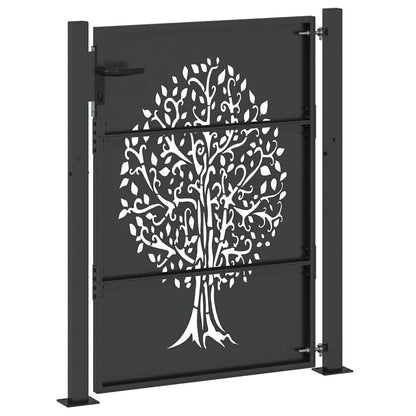 Garden Gate with Lock Black 105 x 125 cm Powder-coated steel