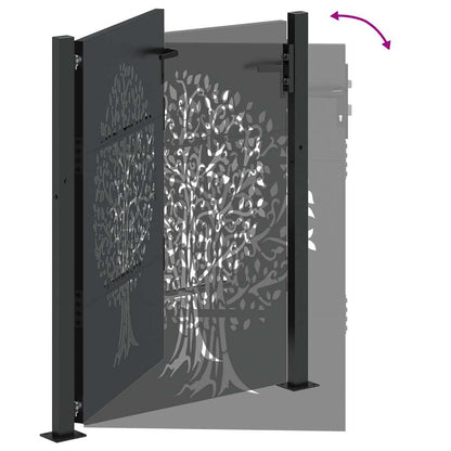 Garden Gate with Lock Black 105 x 125 cm Powder-coated steel