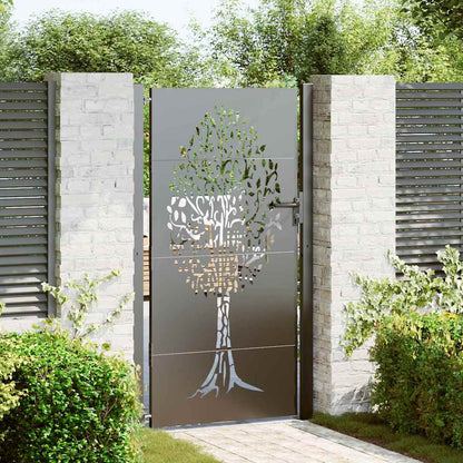 Garden Gate with Lock Black 105 x 200 cm Powder-coated steel