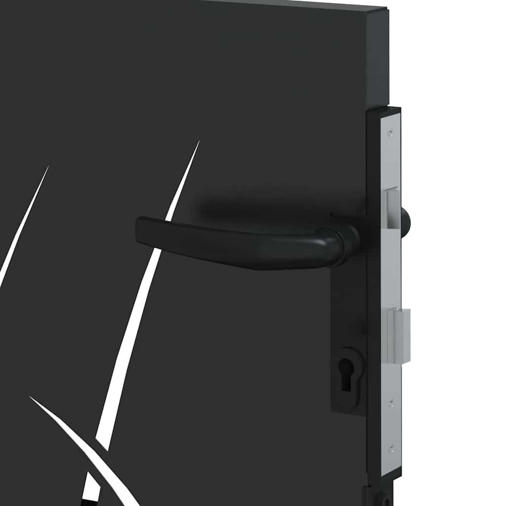 Garden Gate with Lock Black 105 x 100 cm Powder-coated steel