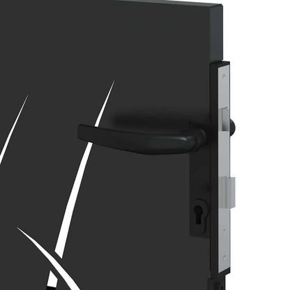 Garden Gate with Lock Black 105 x 100 cm Powder-coated steel