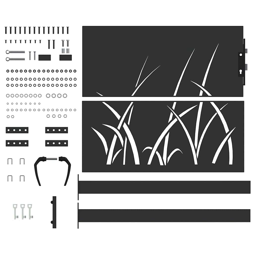 Garden Gate with Lock Black 105 x 100 cm Powder-coated steel