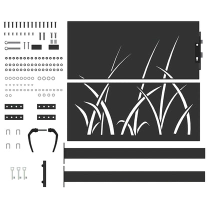 Garden Gate with Lock Black 105 x 100 cm Powder-coated steel