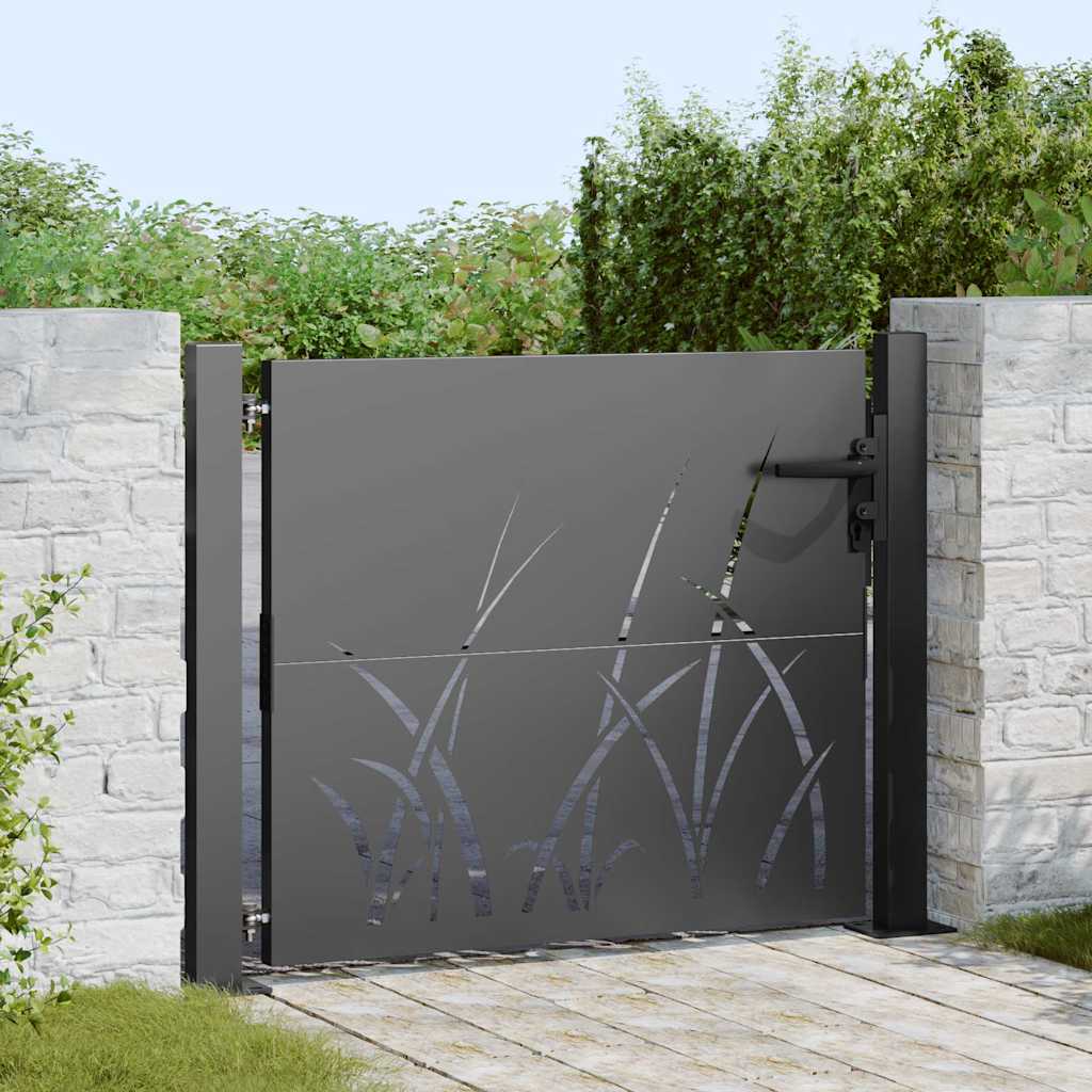 Garden Gate with Lock Black 105 x 100 cm Powder-coated steel