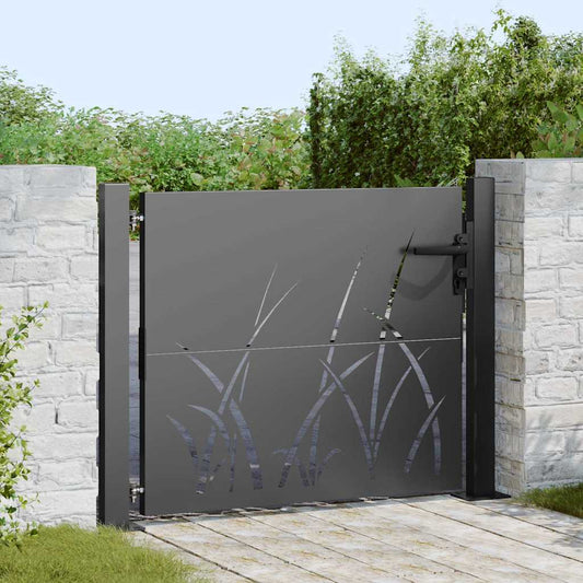 Garden Gate with Lock Black 105 x 100 cm Powder-coated steel