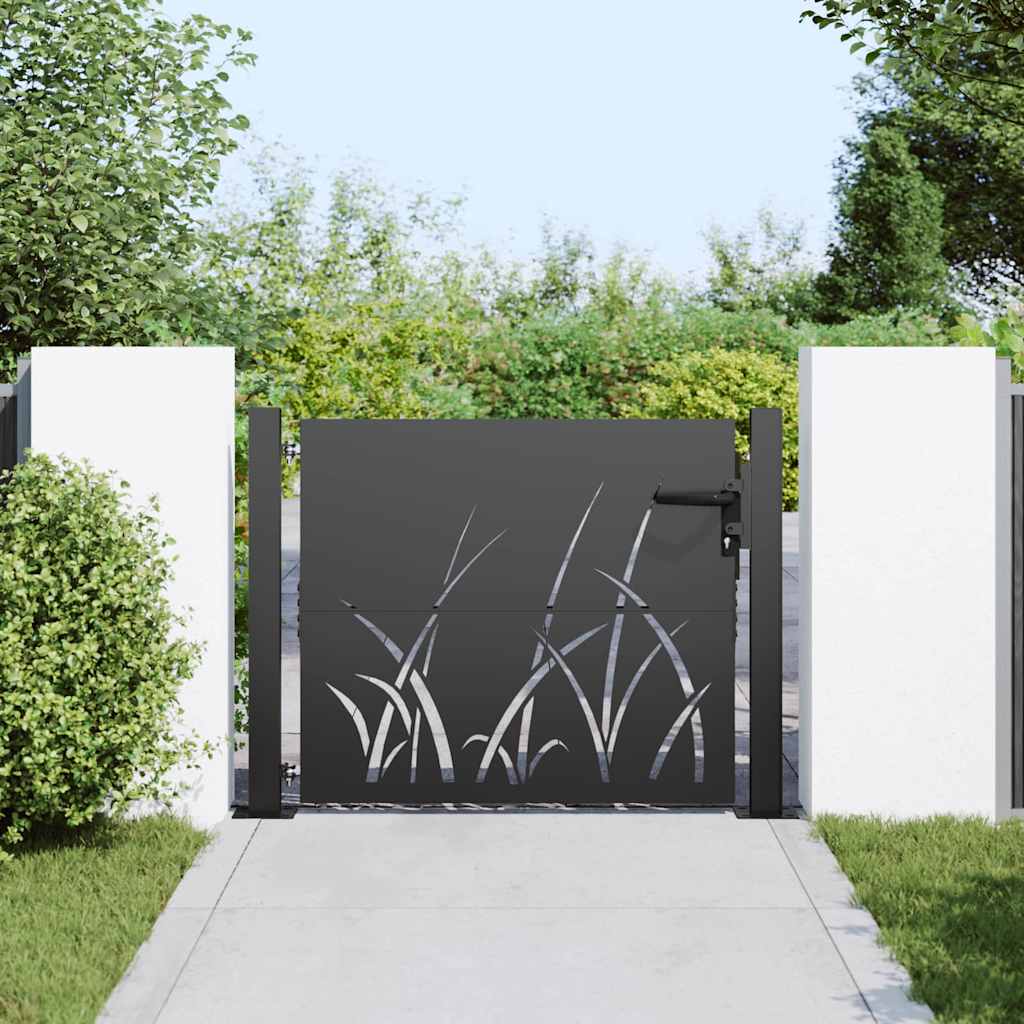 Garden Gate with Lock Black 105 x 100 cm Powder-coated steel
