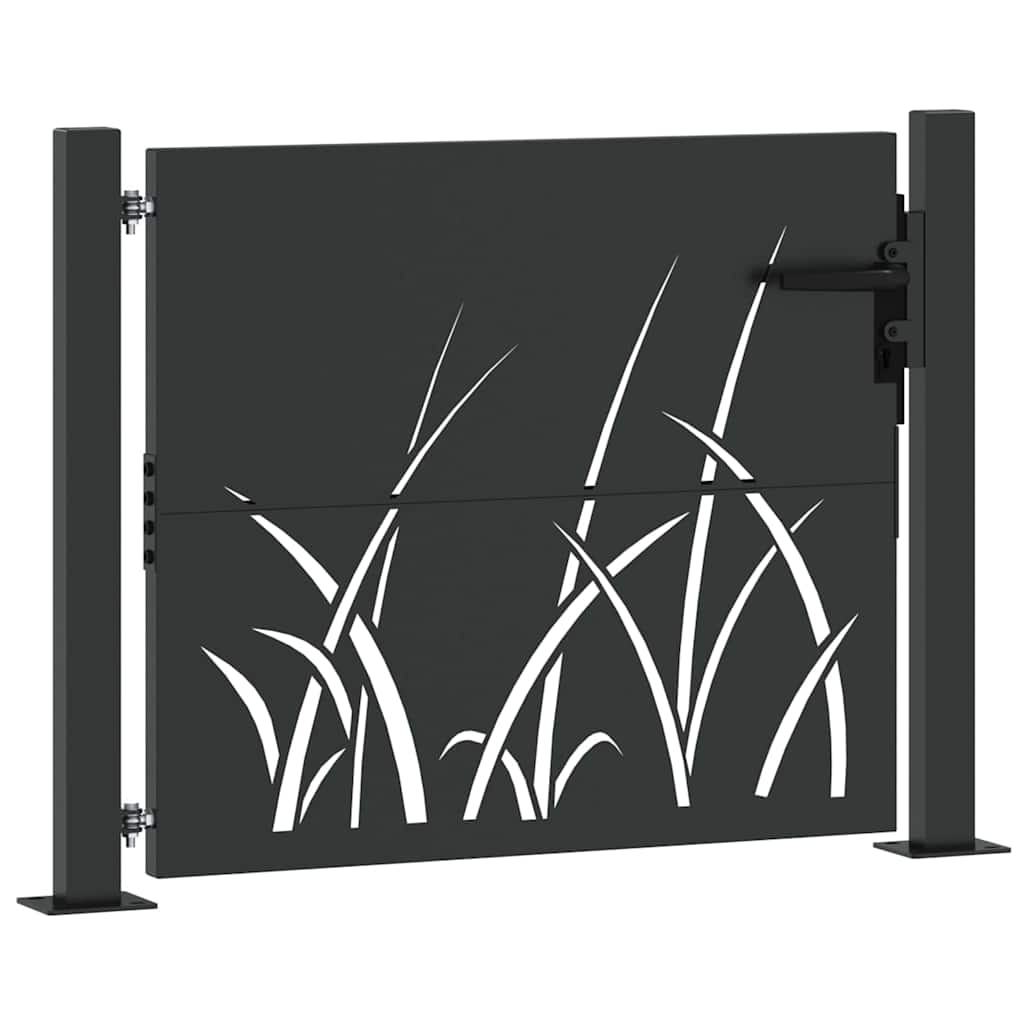 Garden Gate with Lock Black 105 x 100 cm Powder-coated steel