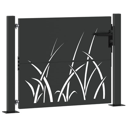 Garden Gate with Lock Black 105 x 100 cm Powder-coated steel