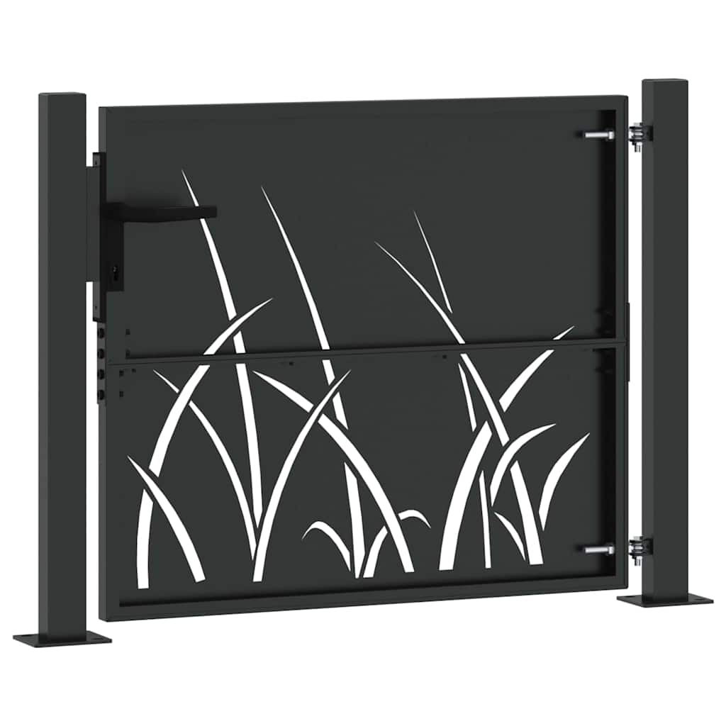 Garden Gate with Lock Black 105 x 100 cm Powder-coated steel