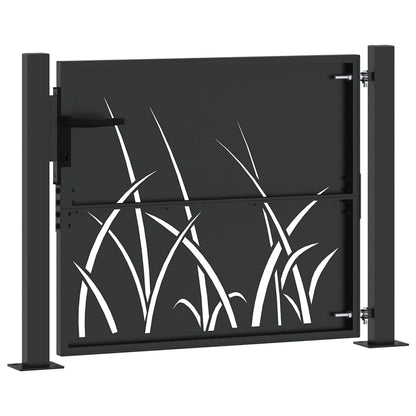 Garden Gate with Lock Black 105 x 100 cm Powder-coated steel