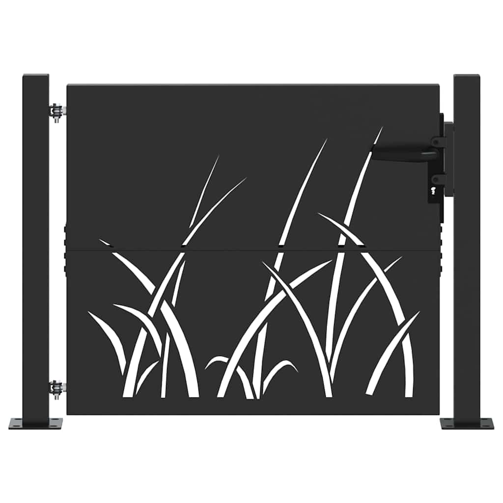 Garden Gate with Lock Black 105 x 100 cm Powder-coated steel