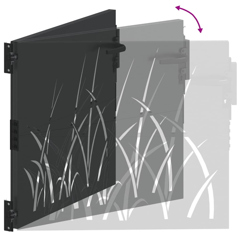 Garden Gate with Lock Black 105 x 100 cm Powder-coated steel