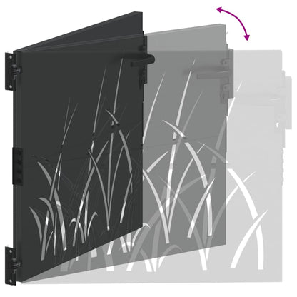 Garden Gate with Lock Black 105 x 100 cm Powder-coated steel