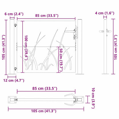 Garden Gate with Lock Black 105 x 100 cm Powder-coated steel