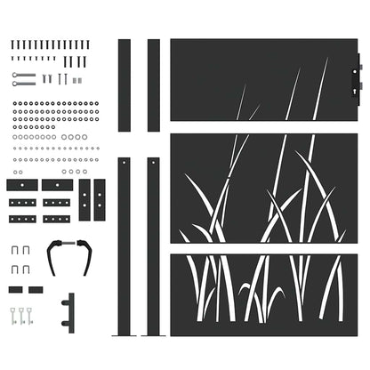 Garden Gate with Lock Black 105 x 125 cm Powder-coated steel