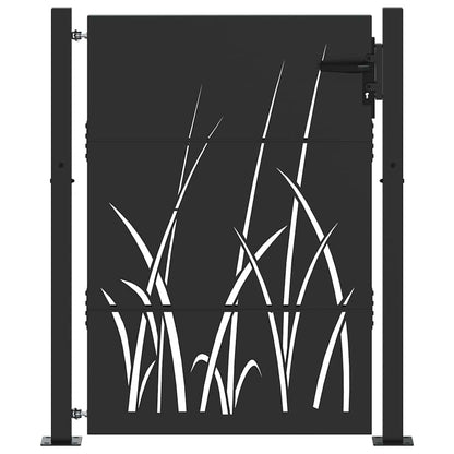 Garden Gate with Lock Black 105 x 125 cm Powder-coated steel