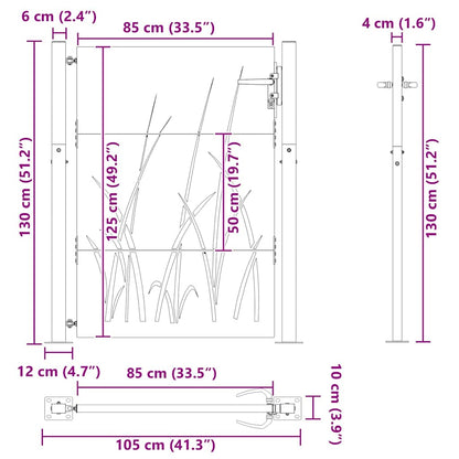 Garden Gate with Lock Black 105 x 125 cm Powder-coated steel