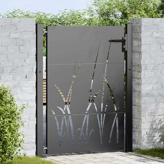 Garden Gate with Lock Black 105 x 150 cm Powder-coated steel