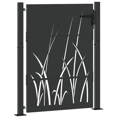 Garden Gate with Lock Black 105 x 150 cm Powder-coated steel