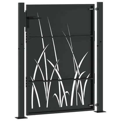 Garden Gate with Lock Black 105 x 150 cm Powder-coated steel