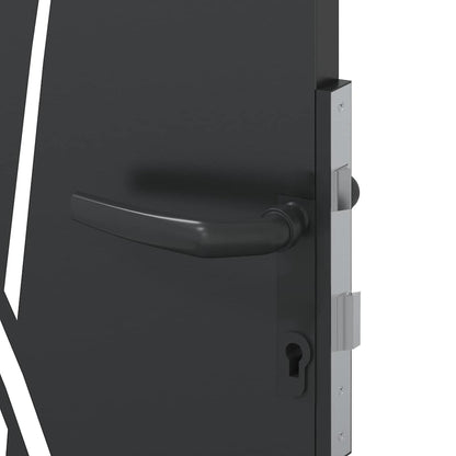 Garden Gate with Lock Black 105 x 175 cm Powder-coated steel