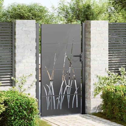 Garden Gate with Lock Black 105 x 175 cm Powder-coated steel