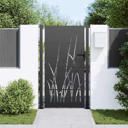 Garden Gate with Lock Black 105 x 175 cm Powder-coated steel