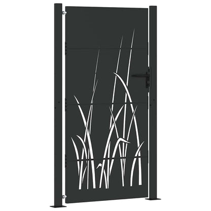 Garden Gate with Lock Black 105 x 175 cm Powder-coated steel