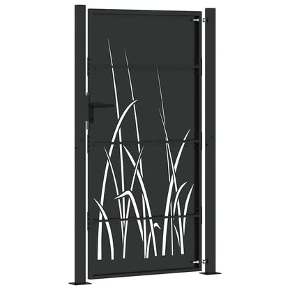 Garden Gate with Lock Black 105 x 175 cm Powder-coated steel
