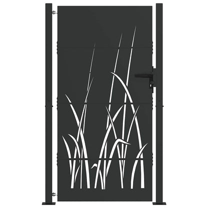 Garden Gate with Lock Black 105 x 175 cm Powder-coated steel