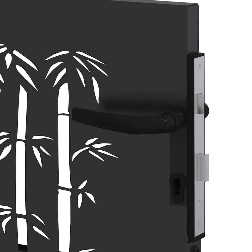 Garden Gate with Lock Black 105 x 100 cm Powder-coated steel
