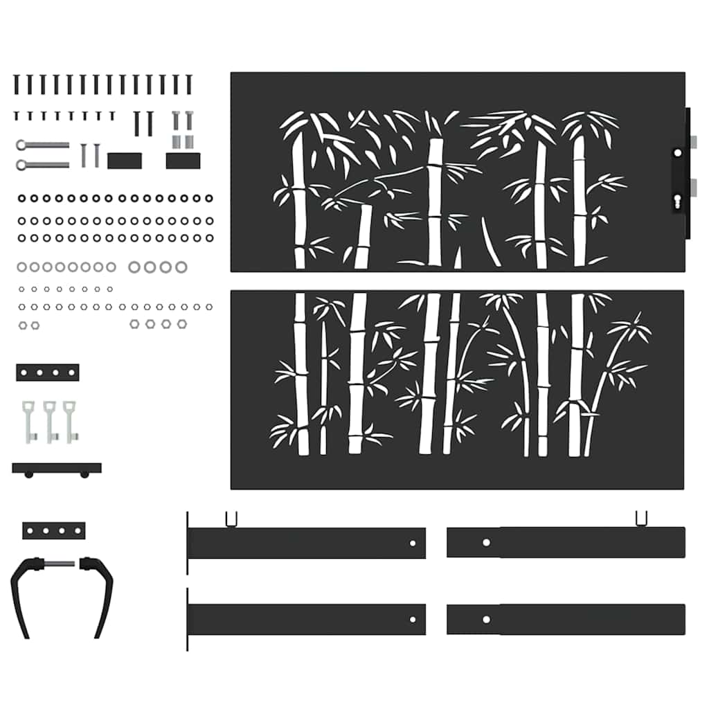 Garden Gate with Lock Black 105 x 100 cm Powder-coated steel