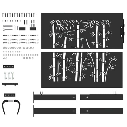 Garden Gate with Lock Black 105 x 100 cm Powder-coated steel