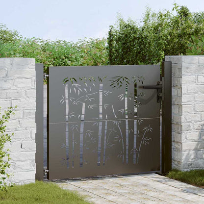 Garden Gate with Lock Black 105 x 100 cm Powder-coated steel