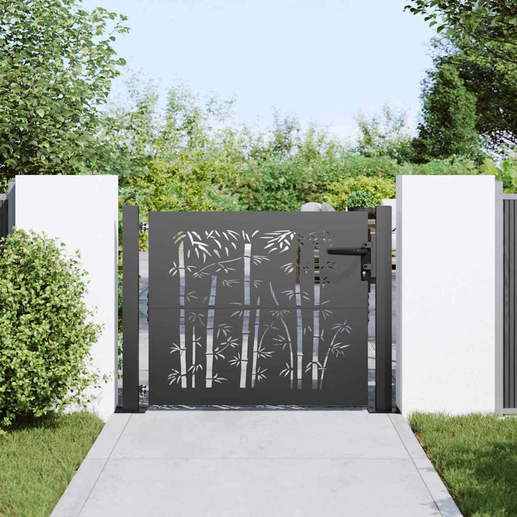 Garden Gate with Lock Black 105 x 100 cm Powder-coated steel