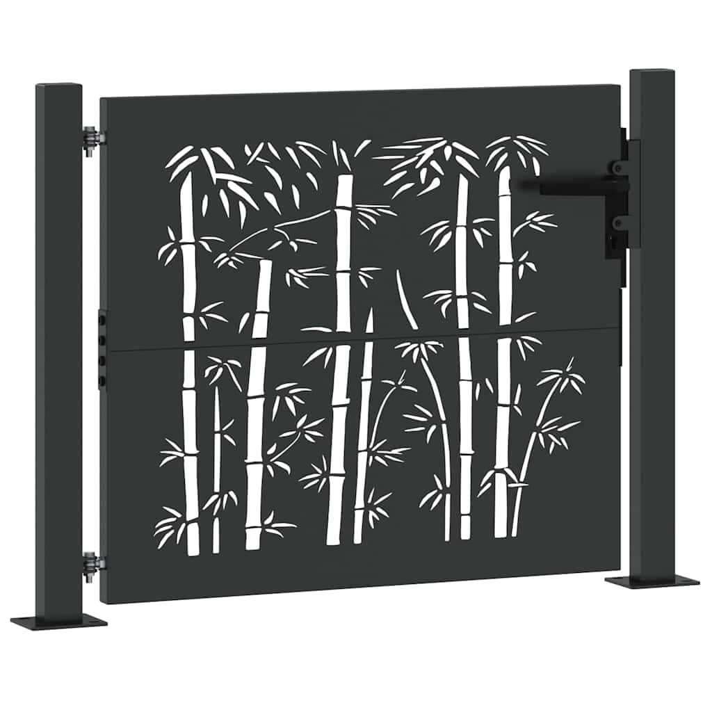 Garden Gate with Lock Black 105 x 100 cm Powder-coated steel