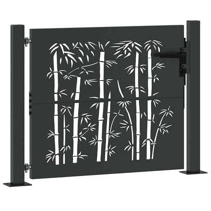 Garden Gate with Lock Black 105 x 100 cm Powder-coated steel