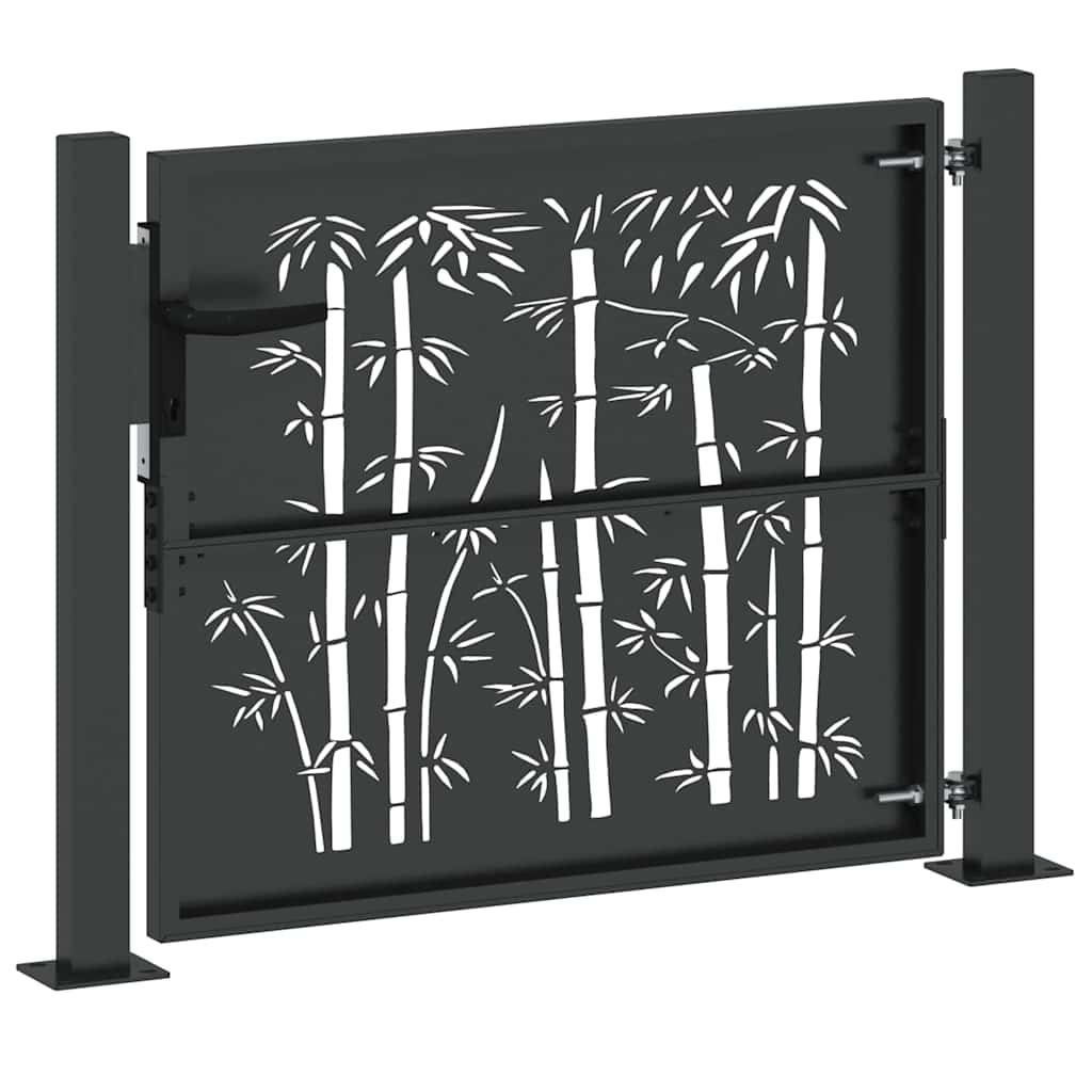Garden Gate with Lock Black 105 x 100 cm Powder-coated steel