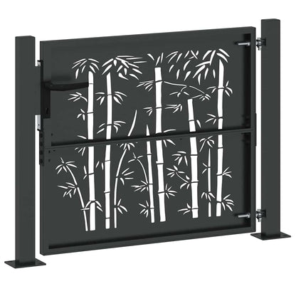 Garden Gate with Lock Black 105 x 100 cm Powder-coated steel