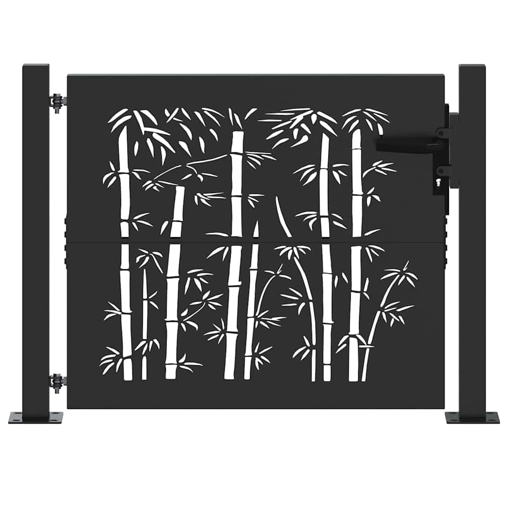 Garden Gate with Lock Black 105 x 100 cm Powder-coated steel