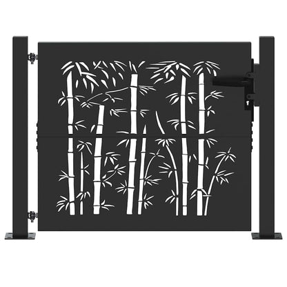 Garden Gate with Lock Black 105 x 100 cm Powder-coated steel