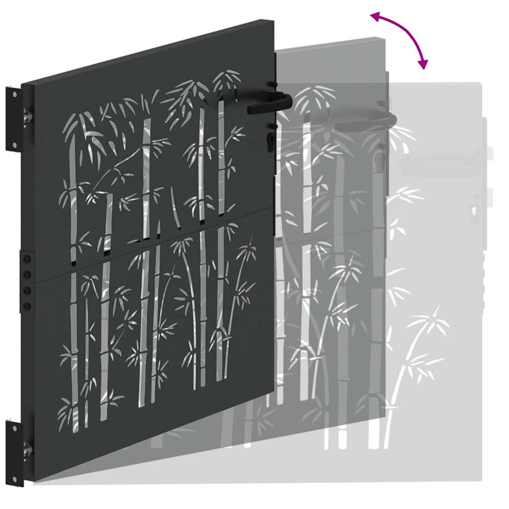 Garden Gate with Lock Black 105 x 100 cm Powder-coated steel