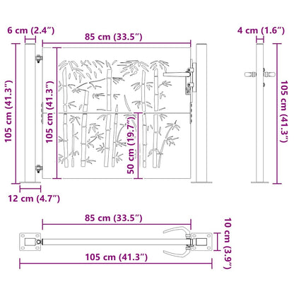 Garden Gate with Lock Black 105 x 100 cm Powder-coated steel