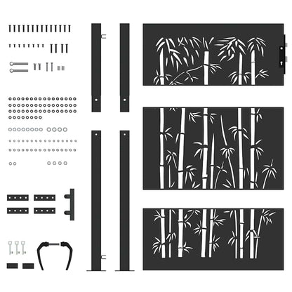 Garden Gate with Lock Black 105 x 125 cm Powder-coated steel