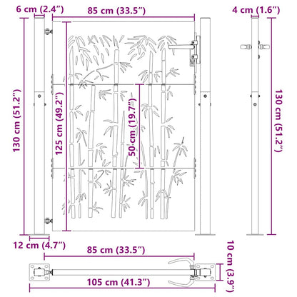 Garden Gate with Lock Black 105 x 125 cm Powder-coated steel