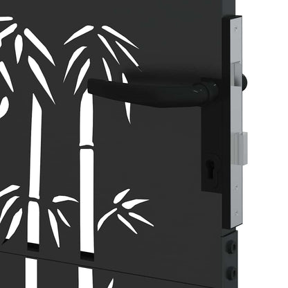 Garden Gate with Lock Black 105 x 150 cm Powder-coated steel